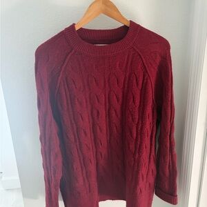 Women's Cable Knit Sweater - Red